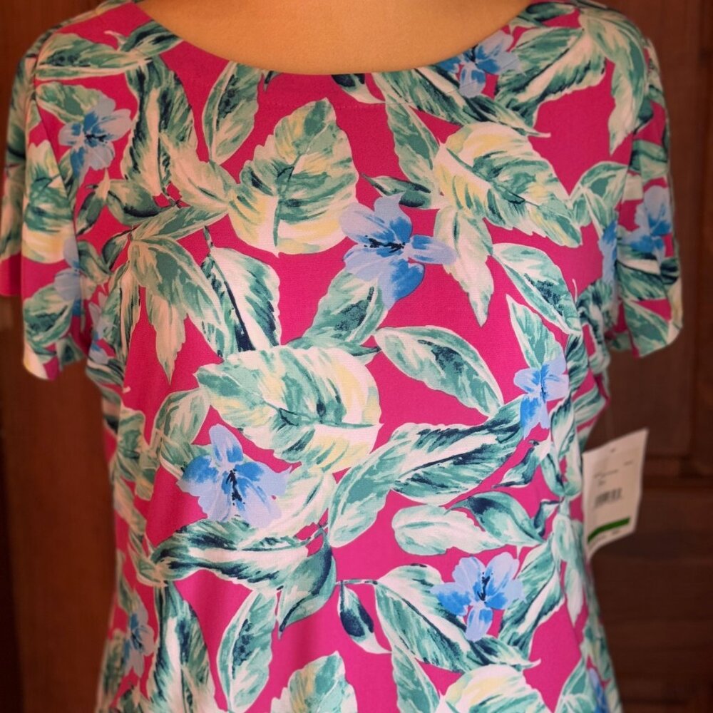 Pappagallo Tropical Pink A-line Dress, Sz L, NWT - Picture 6 of 13